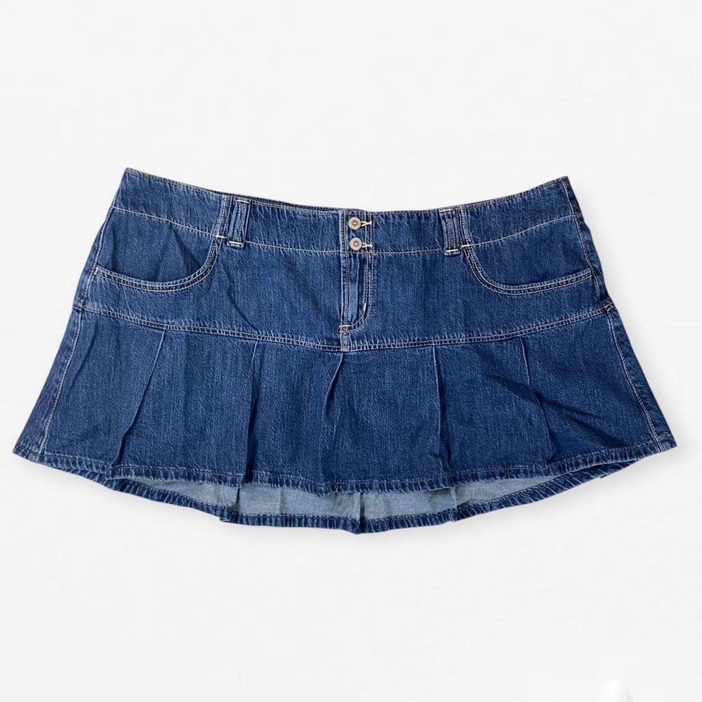 Hollister Blue Jean Micro Mini Denim Skirt with attached shorts Plus 18